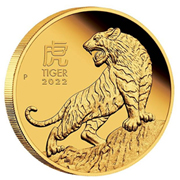 Goldmünze Lunar Tiger 2022, 100 A$ 1 Unze
